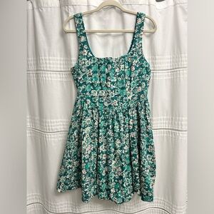 Floral Green Mini Dress